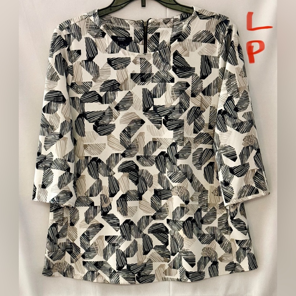 Alfani Black and White Patterned Top